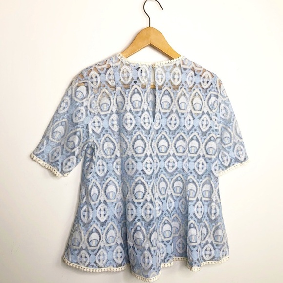 HD in Paris by Anthro, blue lace CIGNA blouse - Picture 3 of 11